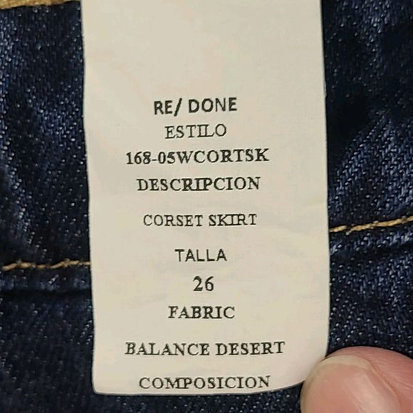 New RE/DONE Corset Mini Skirt in Indigo Flow Denim Womens (26) Small Defect-$285 - Picture 10 of 11